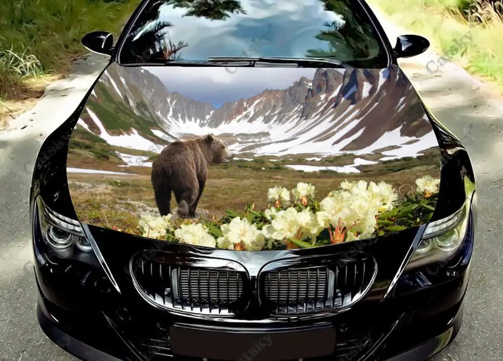 

Animal - Grizzly Bear Car Hood Vinyl Decal Stickers Wrap Vinyl Film Engine Cover Decals Sticker Car Hood Cover Decal Film