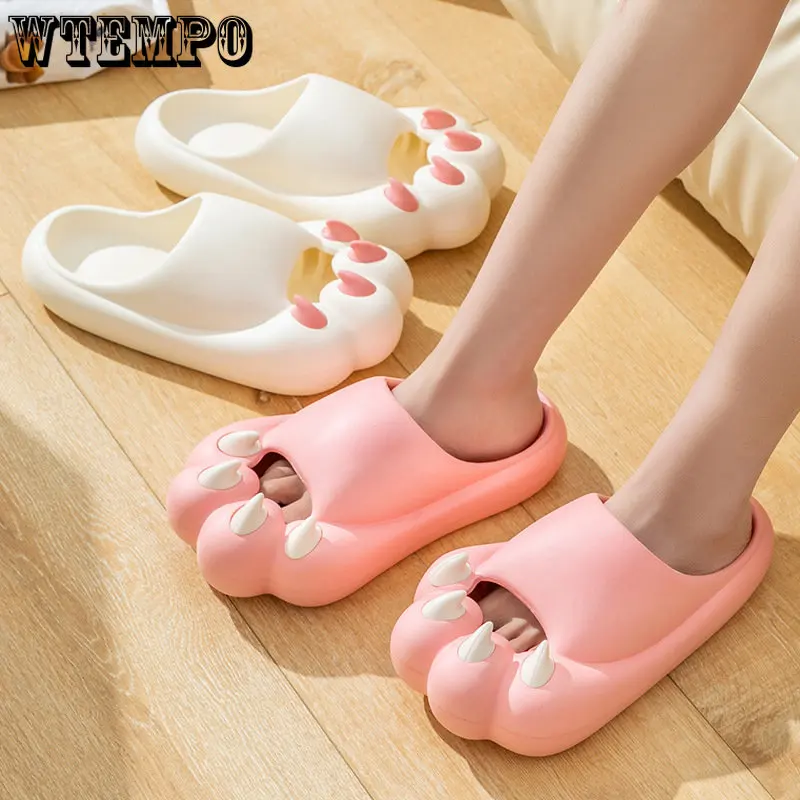 WTEMPO Summer Slipper Female Cute Cat Claw Thick Bottom Soft Indoor Home Sandals EVA Outdoor Beach Soft Slide Shoes Dropshipping