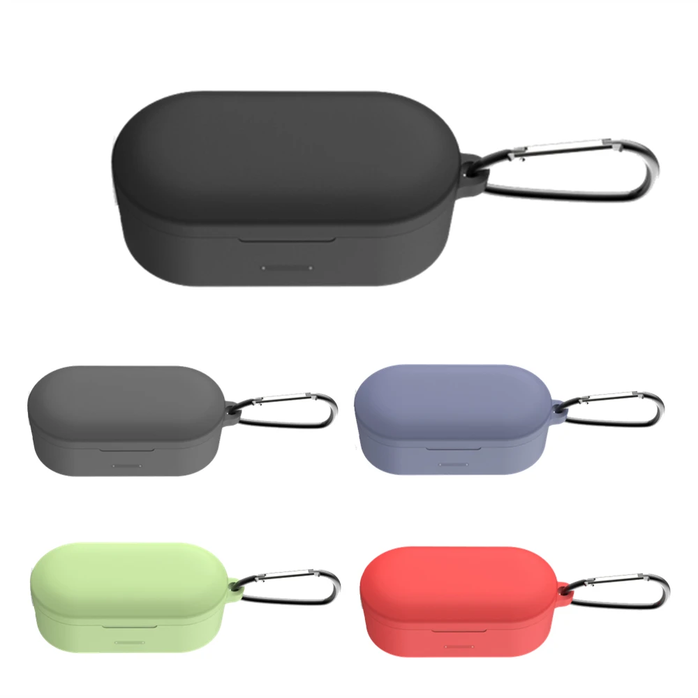 

Silicone Case Cover For QCY T1S T2C Earphone Protector Shell Soft TPU Cases With Hook For QCY T 2C/T 1S TWS Wireless Headset