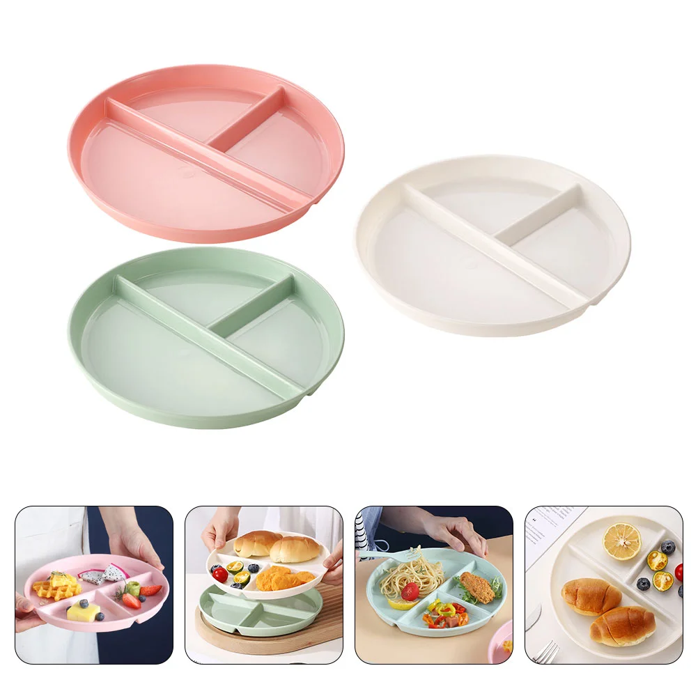 

3 Pcs Large Serving Bowl Dinner Plate Portion Control Plates Adults Kids Lunch Trays Compartment Pasta Aldult Diet Divided