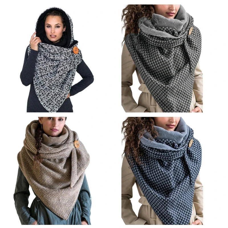 

Накидка, шаль для женщин, накидка, шаль с капюшоном, элегантный женский шарф с капюшоном, Зимняя модель, Повседневная теплая шаль