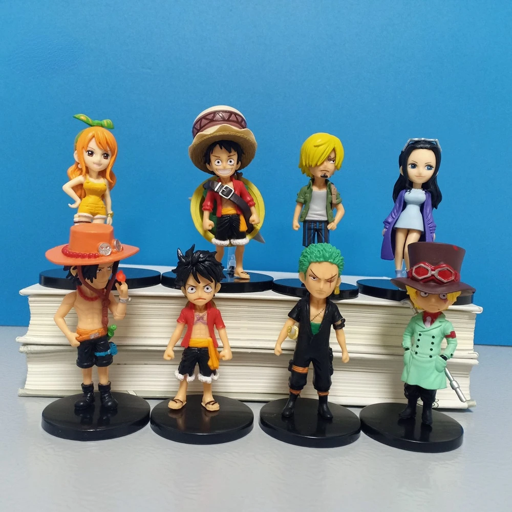 

4/6/8/12pcs Cute Figure Q Version Toys Cartoons Anime Figurine Doll Modle Luffy Zoro Sanji PVC Collection Toy Birthday Gift