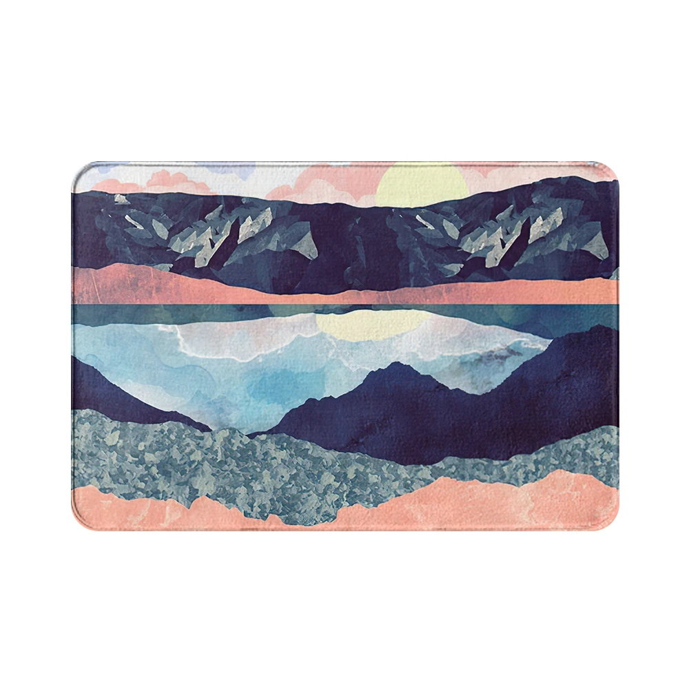 Синее озеро водяной коврик с цветами Придверный кухонный ковер для входной двери