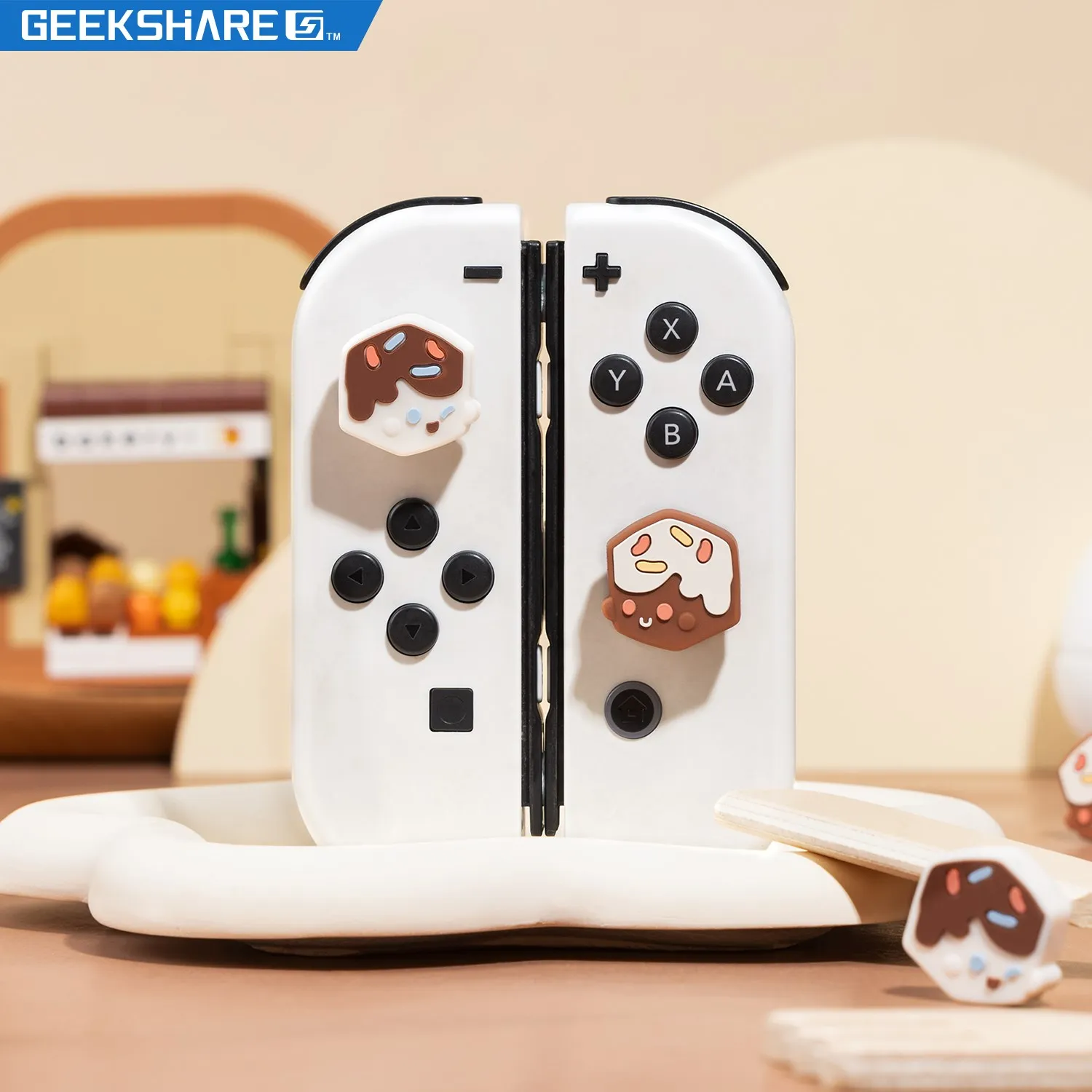 

GeekShare Silicone Chocolate Thumb Grip Caps Switch Lite 4Pcs for Nintendo Switch And Switch OLED Thumb Stick Grips