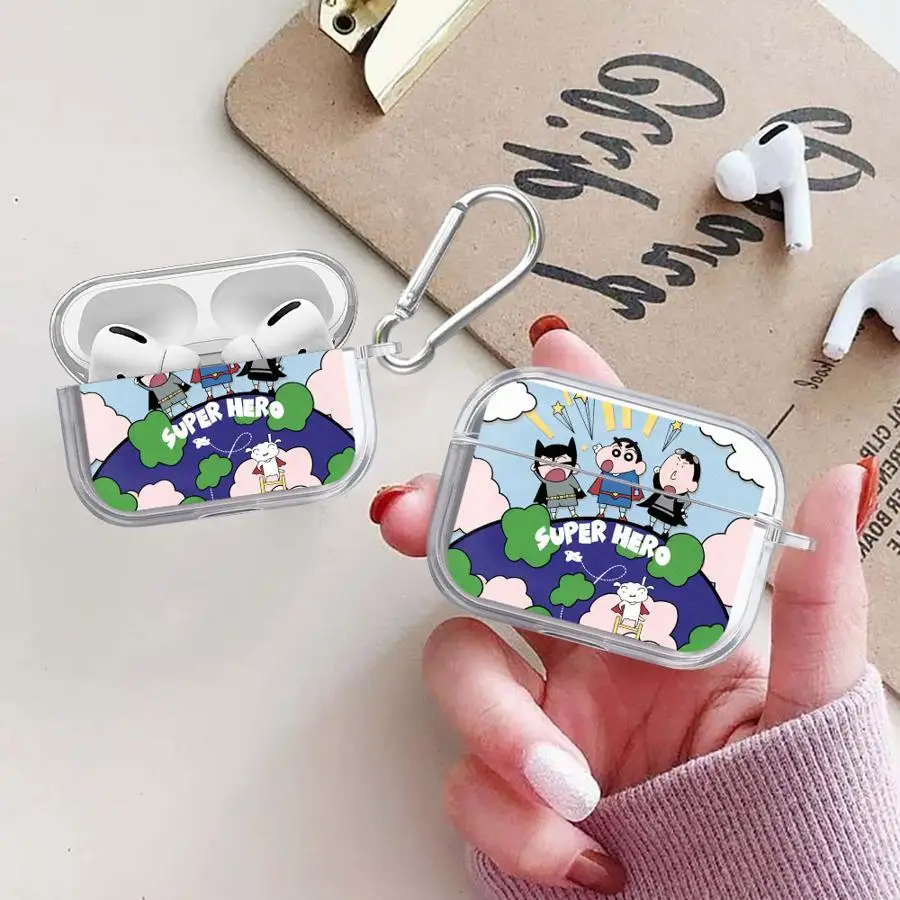 Фото Милые прозрачные чехлы для наушников C-Crayon Shin-Chans для Airpods 2 3 4 Pro2 Pro 1 Pro3 №2