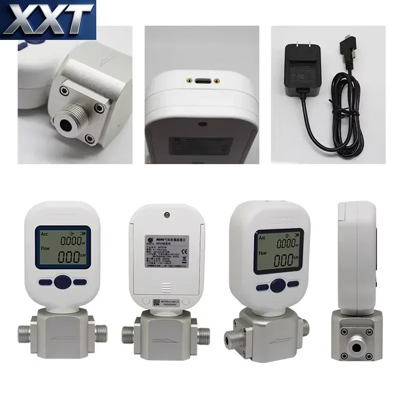Фото XXT MF5708 0-100 л/мин G-100 Электронный сенсорный расходомер для сжатого воздуха с цифровым дисплеем, массовый расходомер №3