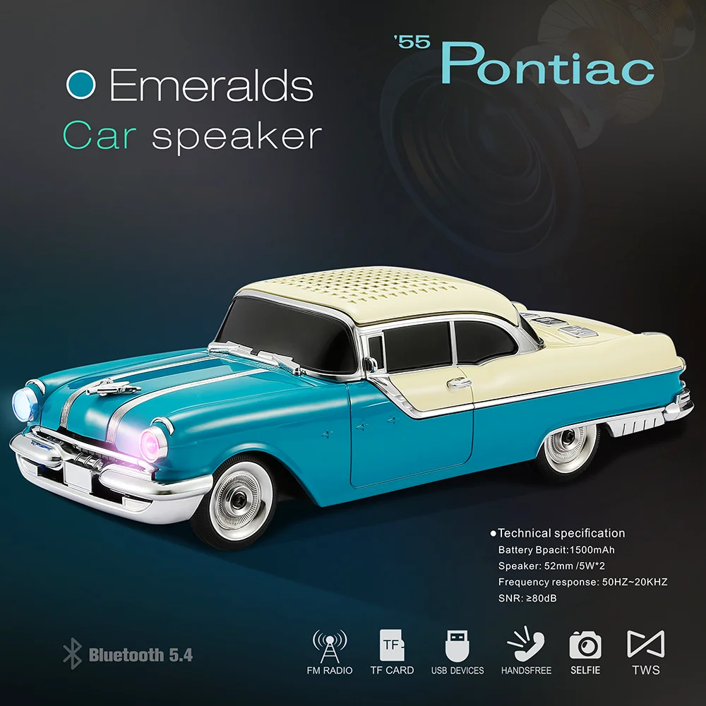 2024 Новое поступление стерео автомобильный динамик Bluetooth с TF USB FM AUX гарнитура TWS