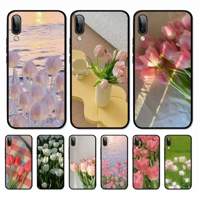 

Tulip flower Phone Case for Vivo Y91C Y11 17 19 17 67 81 Oppo A9 2020 Realme c3