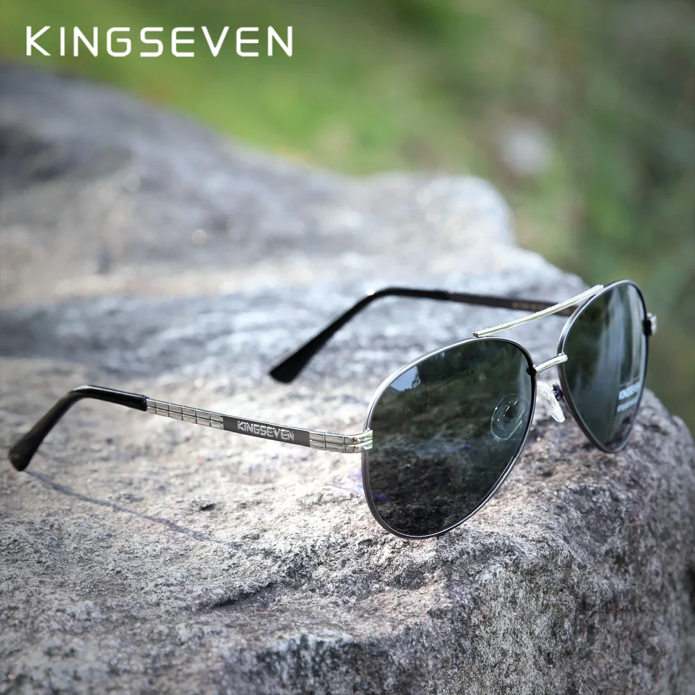 

KINGSEVEN Men's Glasses Pilot Polarized Driving Sunglasses For Men UV400 Protection Sun Glasses With Emboss Logo Oculos De Sol