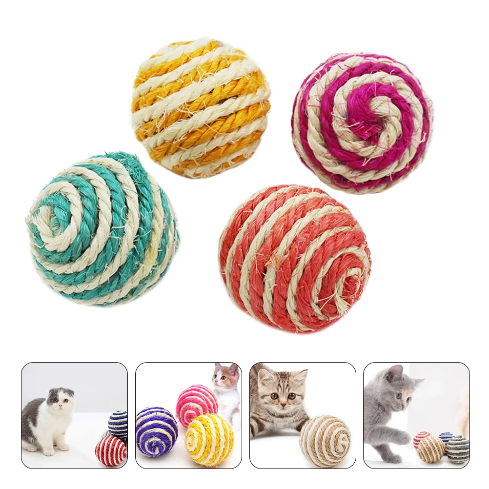

7 Pcs Cat Teething Toy Cat Chew Toys Cat Toys Cat Pompom Balls Pom Pom Cat Toys Sisal Ball Rope Cat Teaser Toy