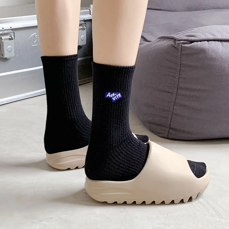 Men's spring and summer cotton sports high waist alphabet sock