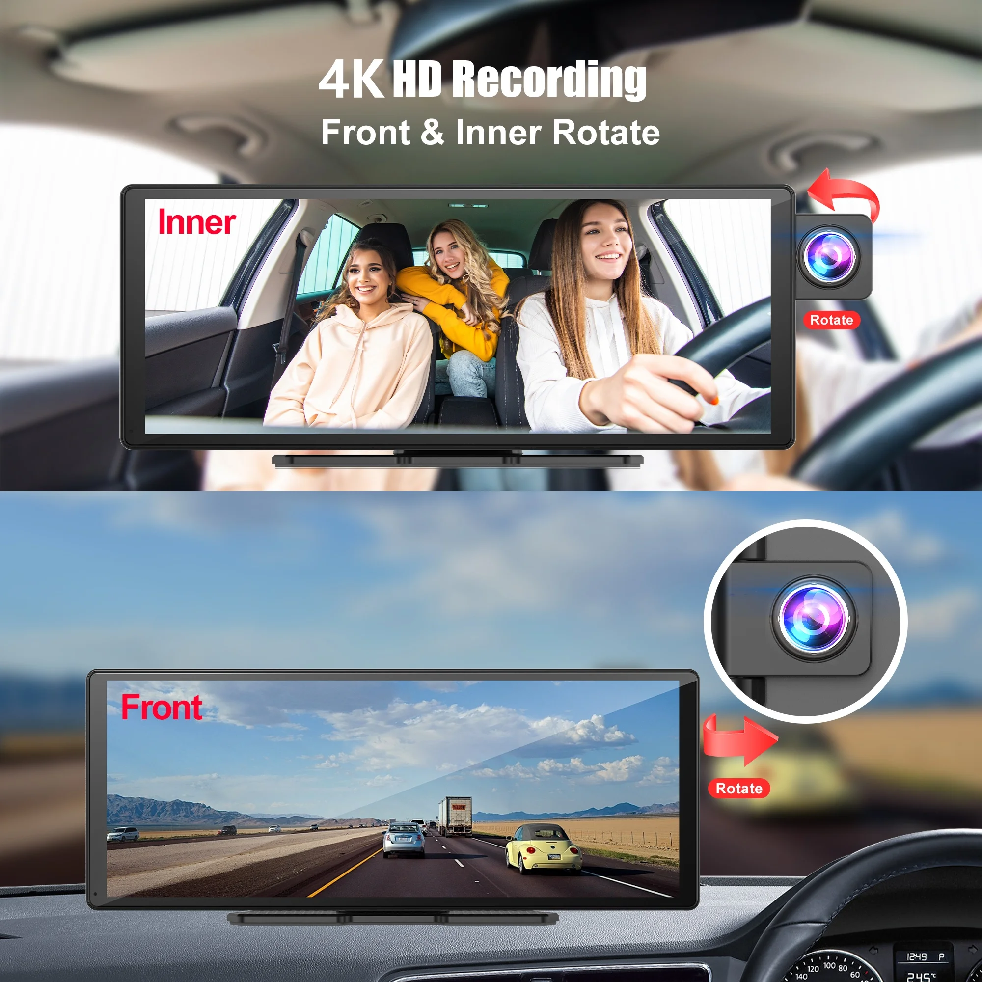 11 3-дюймовый видеорегистратор 4K 2160P автомобильное зеркало видеозапись Carplay и Android