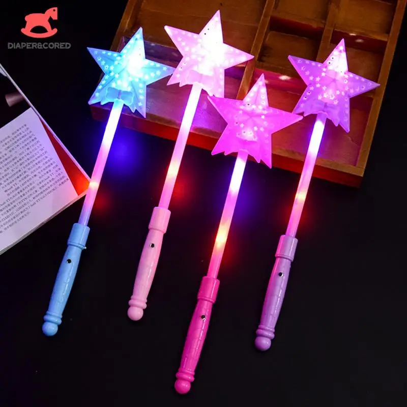 

1pcs Luminous Flashing Led Scepter Toy Novelty Heart Multi Color Stick Lighting Princess Wand Party Light Up Random Color