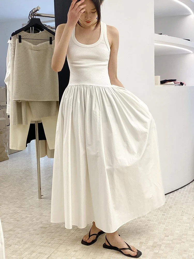 

2023 spring and summer women's clothing fashion new Lace up Cross Cotton Vest Dress 0504