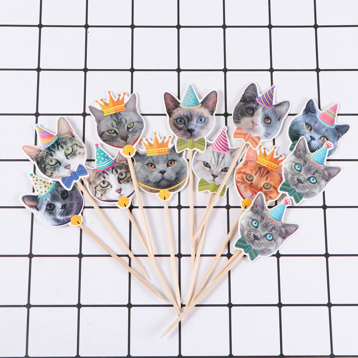 

Catcupcake Birthday Picks Kitten Decorations Pet Face Party Toppers Head Toothpicks Dessert Insert Pick Loverpets Theme