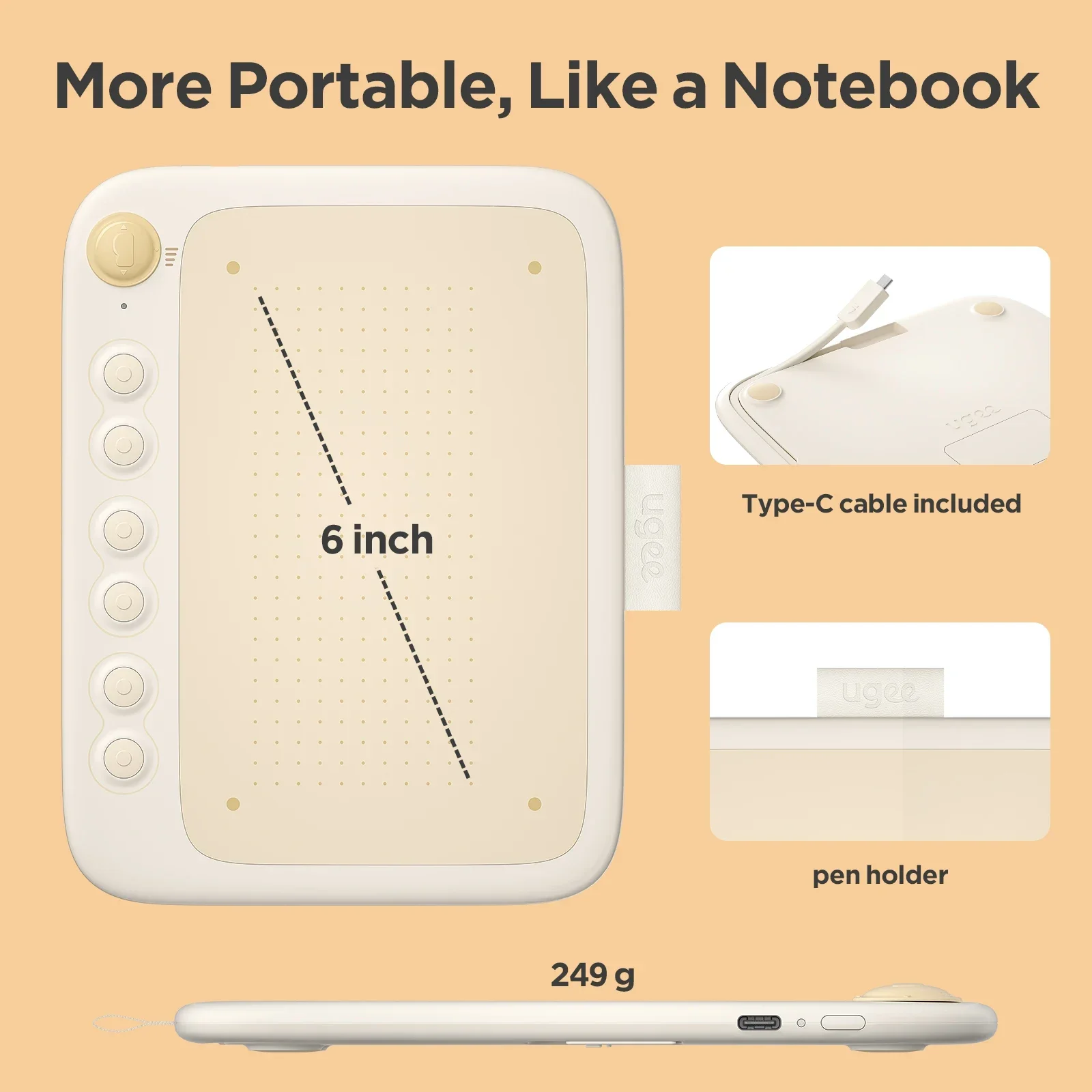 Ugee Q6 6*4 дюйма Графический планшет Цифровые планшеты с функцией наклона 6