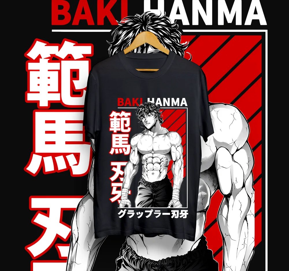 Baki the Grappler Hanma Yujiro Новая черная футболка унисекс с лучшим видом
