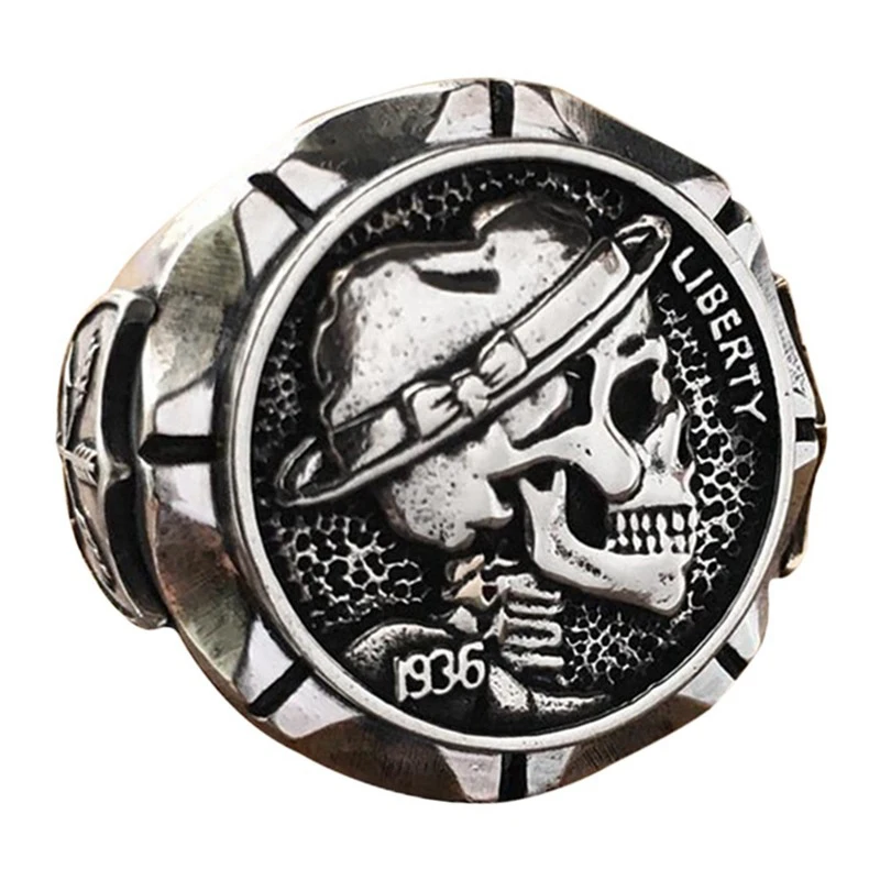 

Кольцо Хобо храбрости из сплава с черепом мужское мексиканское индийское мотоциклетное Стильное кольцо монета Серебряное Кольцо мужское винтажное ювелирное изделие подарок для мужчин
