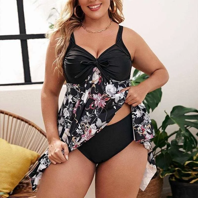 

Large Size Swimsuit Skirt Printing Sexy Mid Waist Split Ladies 32