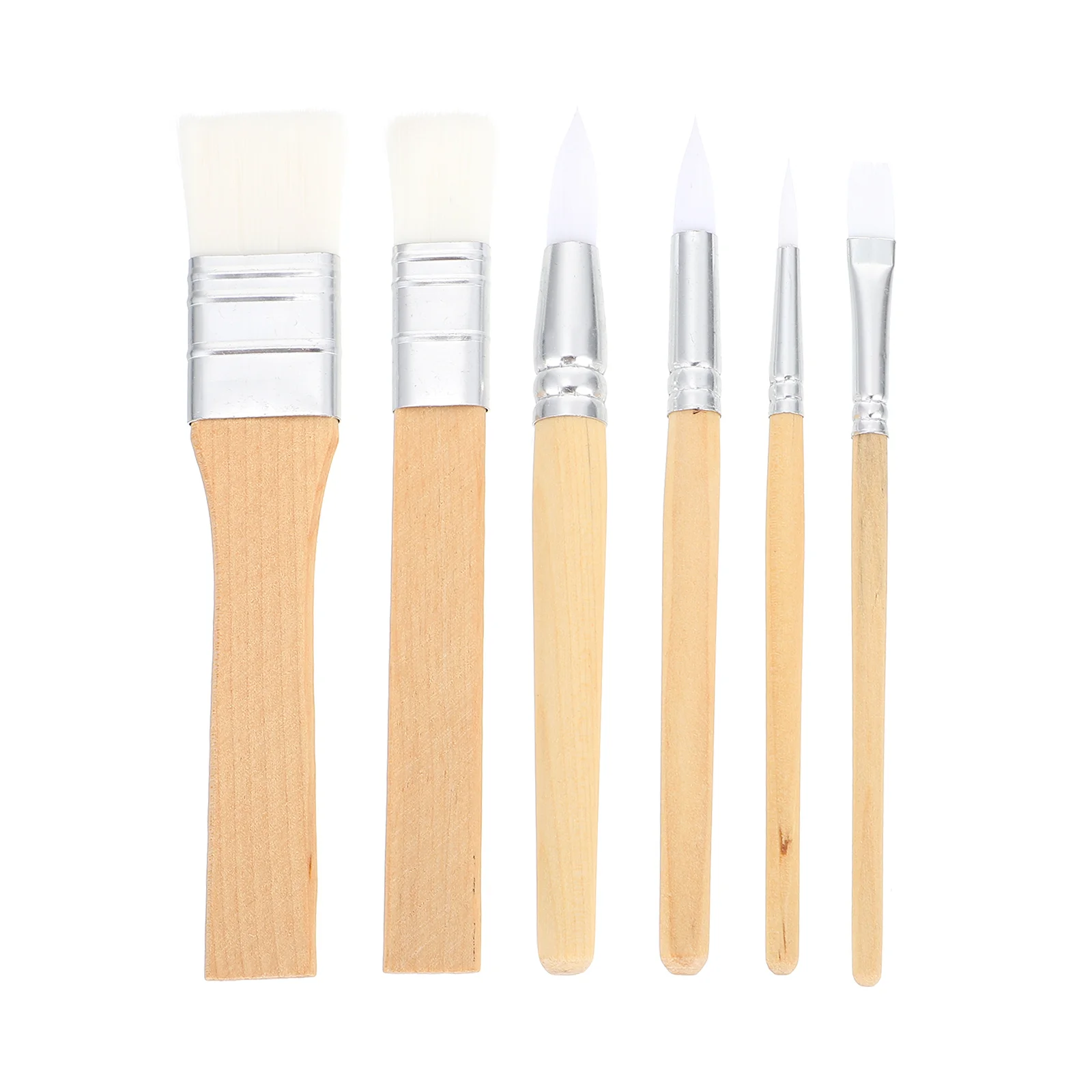 

6PCS Wooden Rod Brush Pen Professional Nylon Hair Brush Set for Students Beginners Watercolor Painting