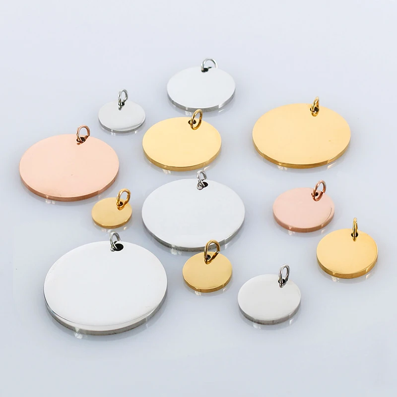 

6mm 9mm 13mm 15mm Stainless Steel Pendant Charms Gold Color Necklace Pendants Designer Charms for Jewelry Making Supplies