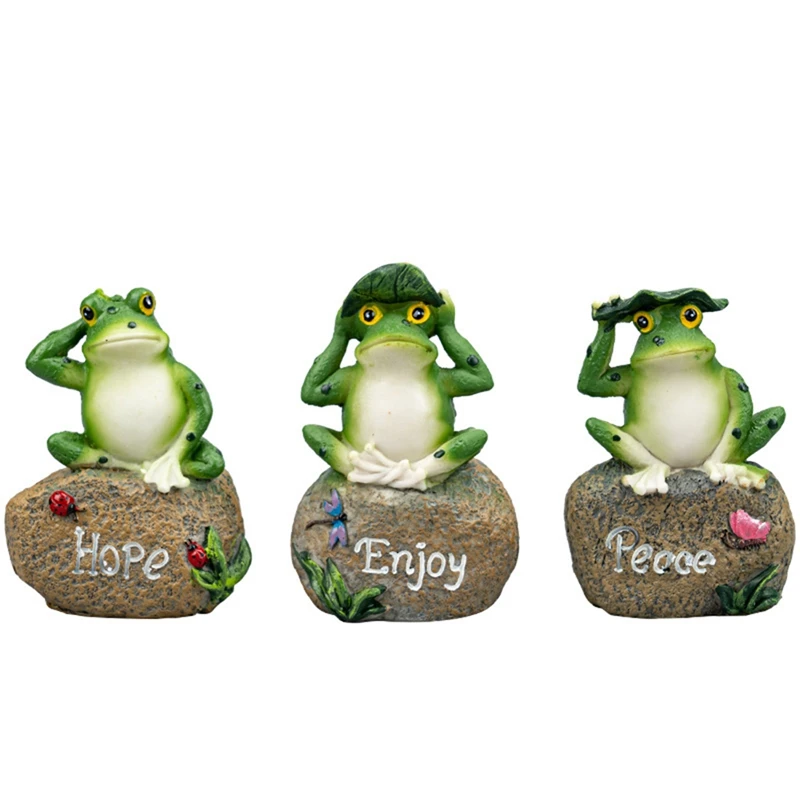 

Cute Resin Frog Sitting on Stone Statue Statue Model Home Resin Crafts Garden Decoration