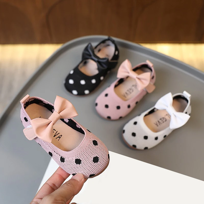 

Детская повседневная обувь для девочек; Сезон весна-осень; Обувь принцессы в горошек; Удобная Нескользящая детская обувь на мягкой подошве; ...