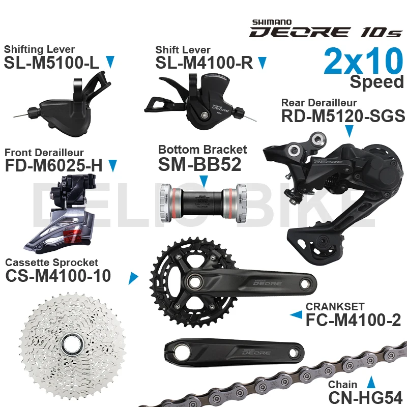 Скидка Переключатели скоростей SHIMANO DEORE M4100 M5100 2x1 0, механизм переключения передач, передний/задний механизм переключения передач, фонарь и нижний к...