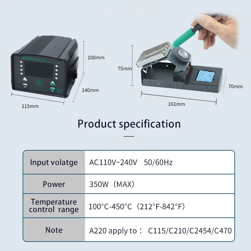 Паяльная станция AIFEN A220, паяльная станция JBC C115 C210 C245 с двойной пайкой, паяльная станция для ремонта печатных плат и микросхем сотового телеф... (art.: 3920bebc991e5) - 3920bebc991e5
