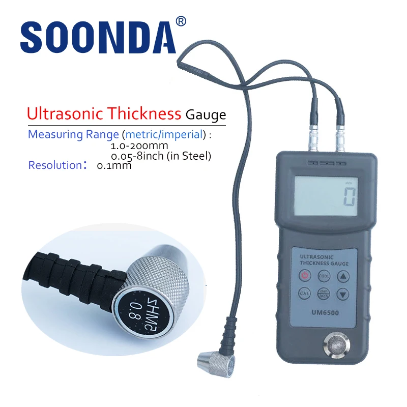 

1-200mm High Precision Ultrasonic Thickness Gauge Glass Ceramic PVC Pipe Metal Pipe Steel Pipe Thickness Meter Tester Detector