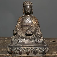 8 tibetan temple collection old bronze cinnabar mud gold guru buddha buddhist teacher worship buddha town house