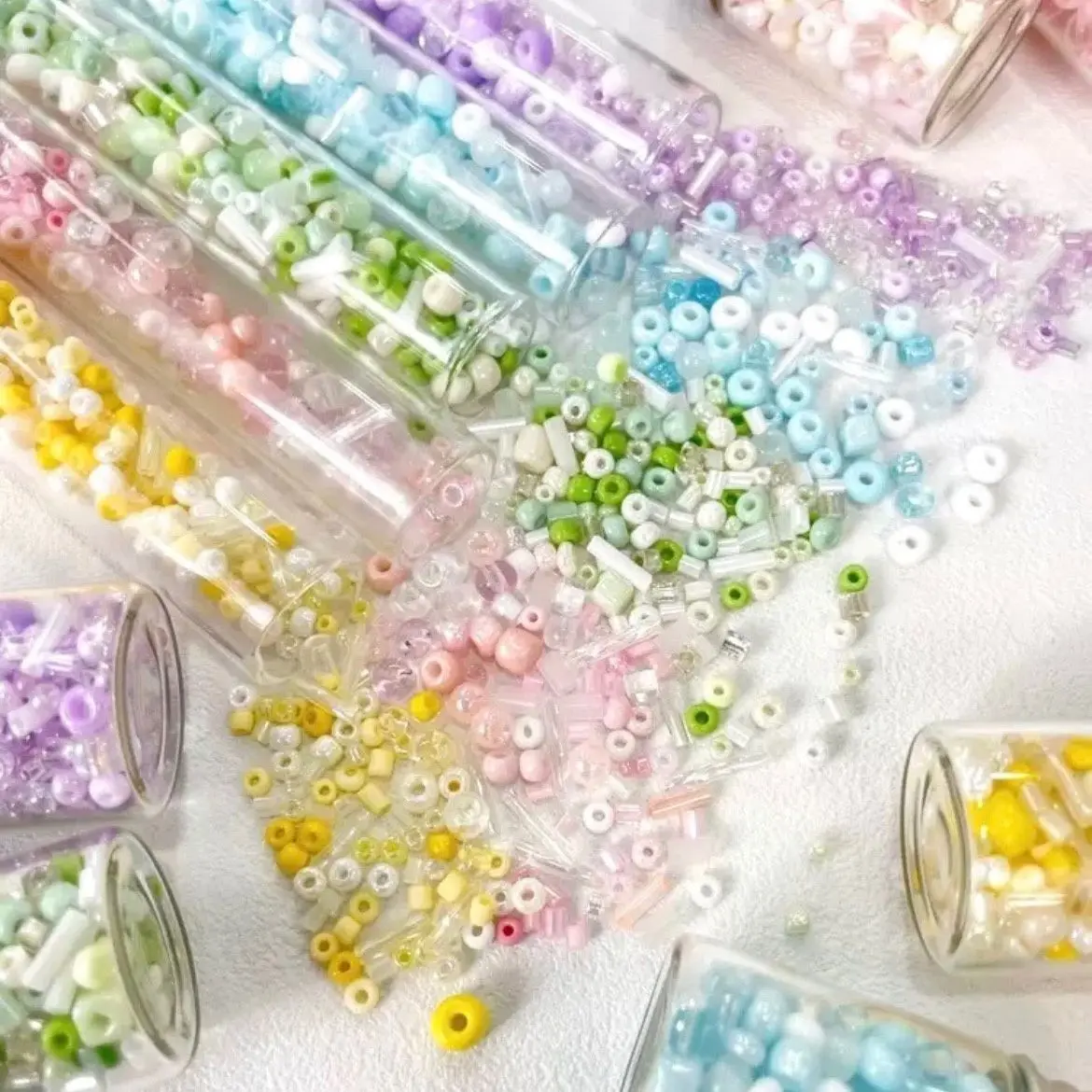 Светлая серия разноцветных стеклянных рисовых бусин сделай сам свободные бусины