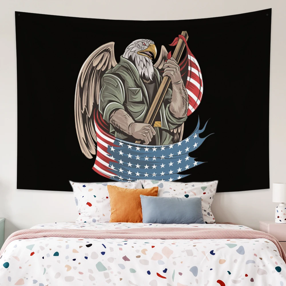 

American Flag Tapestry USA Bald Eagle Stars and Stripes Flag Hippie Tapestry Wall Hanging For Bedroom Independence Day Fourth