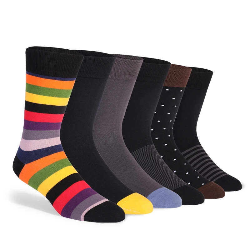 2023 New 5 Pairs Large Size Men Dress Socks High Quality Stripe Fashion Business Black Pure Men Cotton Socks Size EU41-48