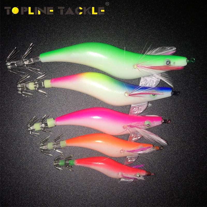 

Topline Tackle Fishing Shrimp Lure Bait Silicon Luminous Squid Jigs Lures Hook Octopus Vertical Slow Jigging Lures Set Saltwater