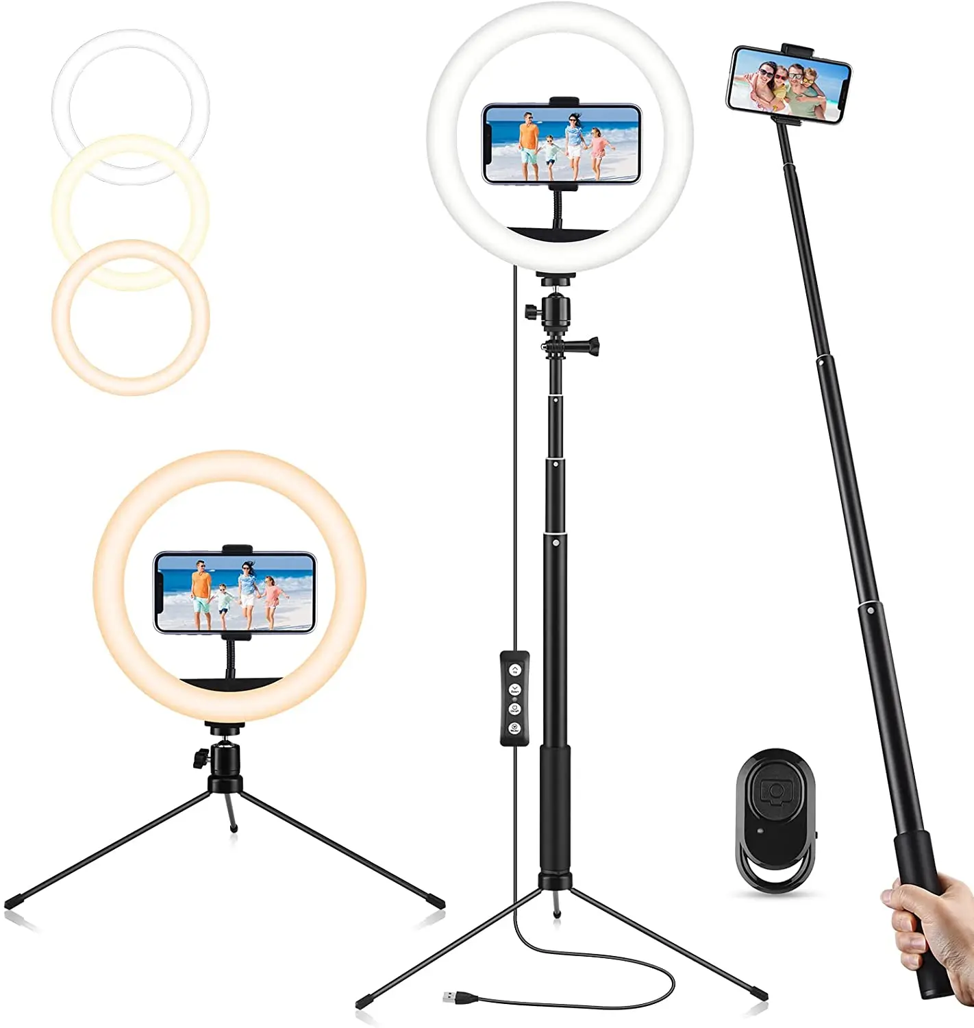 

Selfie Ring Light with Tripod Stand - Phone Holder 10.2" Led Selfie Light for Video Photography Makeup Live Stream Camera