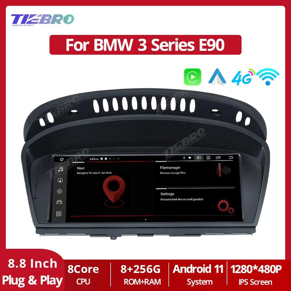 

TIEBRO 8.8'' 1280*480P Car Radio For BMW 3 Series E90 E91 E92 E93 M3 CCC CIC System Autoradio Stereo Player Host Unit Android11