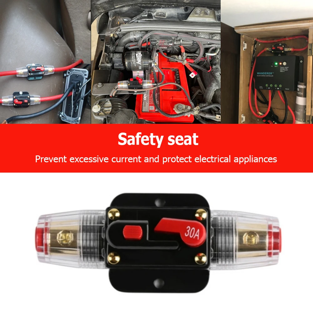 

Car Circuit Breaker with Automatic Reset DC 12-42V Car Boat Yacht RV Auto Power Insurance Switch Audio Fuse Holder Protection