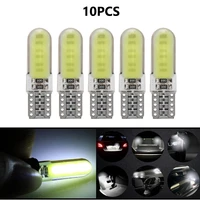 10pcs led t10 cob side light silicone crystal light white car van car haedlight w5w plug 6500k auto fog light