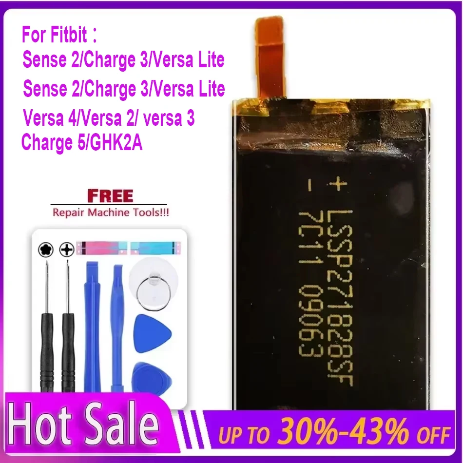Сменный аккумулятор для спортивных часов Fitbit Versa 1 2 3 4 Lite Charge 5 Sense GHK2A SP 281928 SF 332327 LSSP