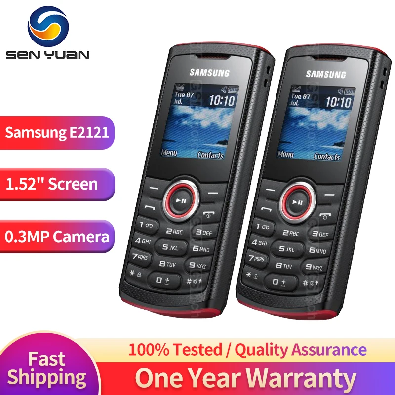

Original Unlocked Samsung E2120 Guru E2121 2G Mobile Phone 1.52'' GSM 900 / 1800 Bluetooth One SIM Card FM Radio CellPhone