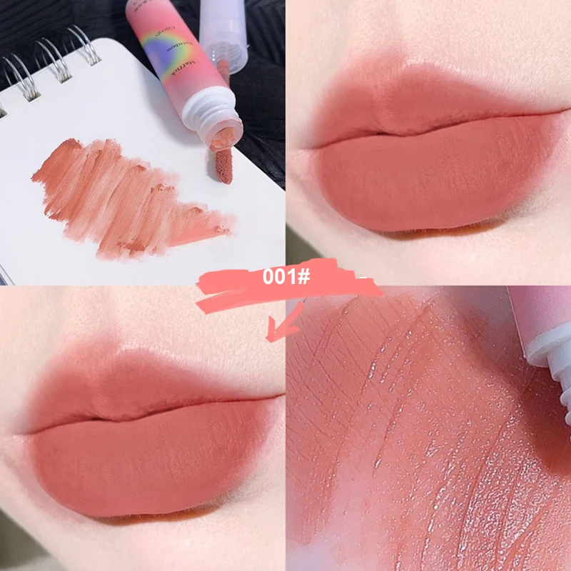 

Rainbow Lip Gloss Women Girl Makeup Matte Velvet Lipstick Waterproof Long Lasting Red Lip Tint Mud Lip Glaze Cosmetics 4 Colors