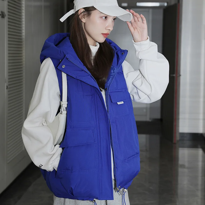 

Cotton-padded vest women's Korean version 2022 autumn wear vest stand-collar film cotton clothes cotton zipper vest jacket