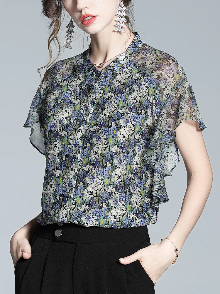 Модные женские блузки EVNISI 2022 повседневные шифоновые летние топы с оборками и