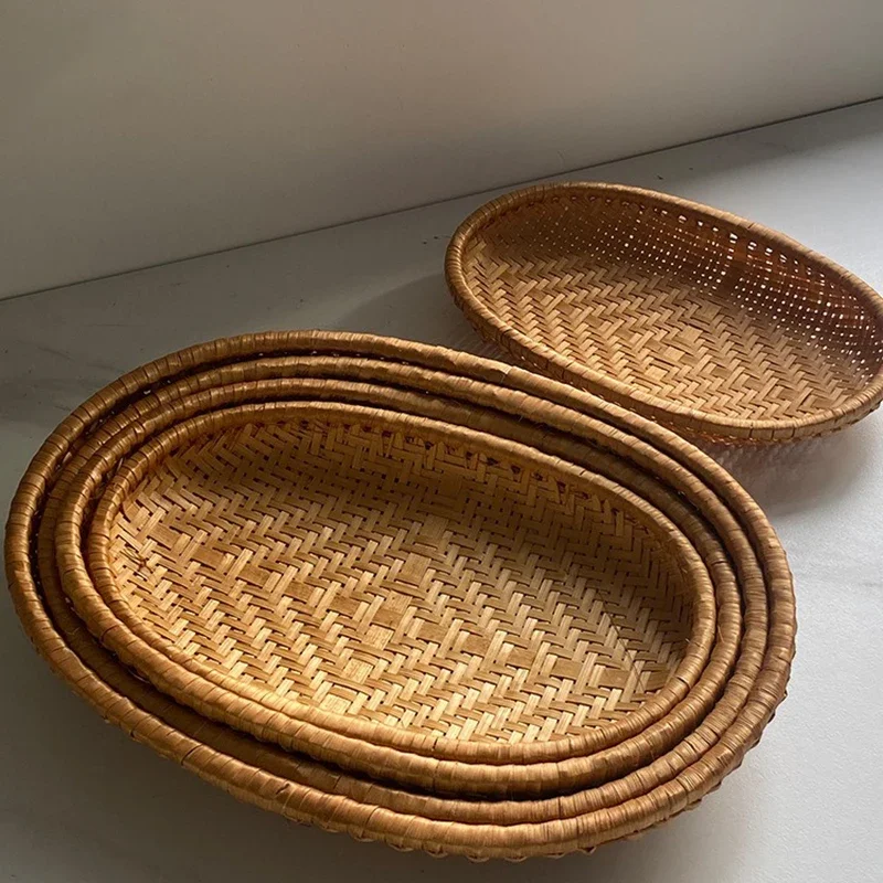 Плетеная бамбуковая круглая мусорная сковорода ручной работы декоративная