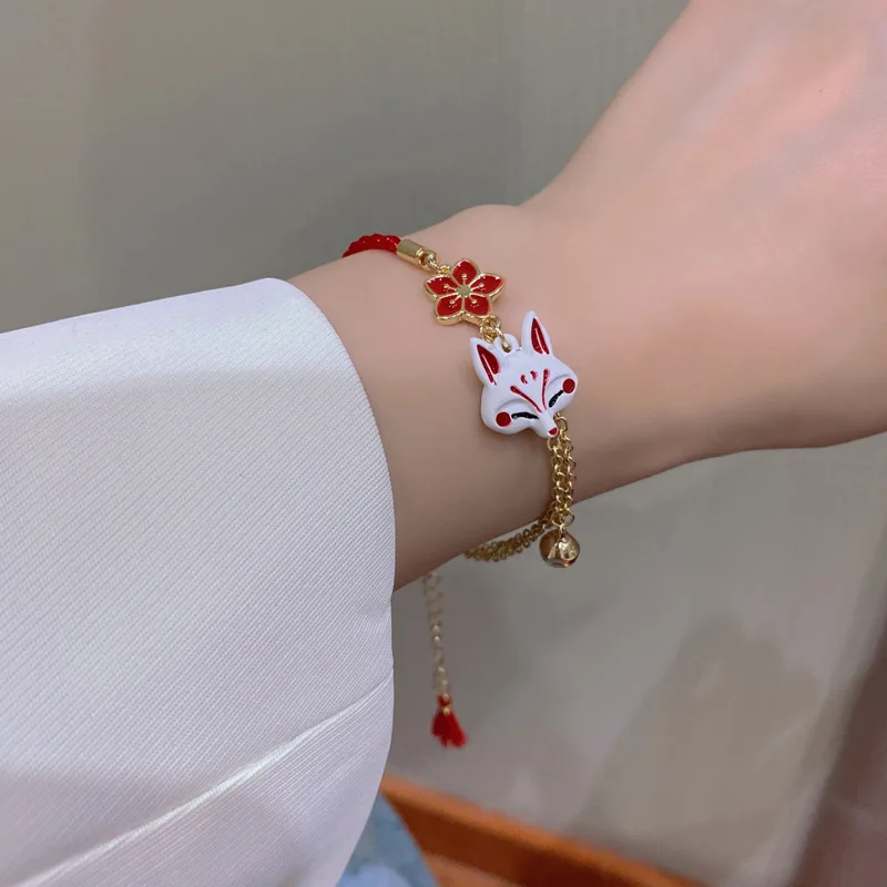 

Cartoon Fox Bracelet Drop Earring Custom Fashion Animal Cute Flowers Red Accessories Gift Wholesale Friend Women Party Jewelry