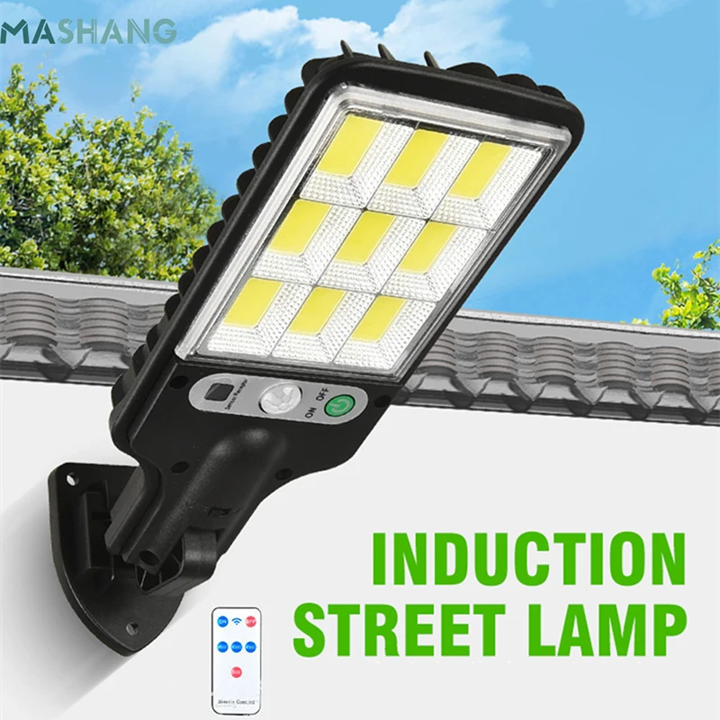 

108Cob Solar Street Light Outdoor Waterproof Led Wall Lamp with 3 Mode PIR Motion Sensor Security Lighting for Garden Path Yard