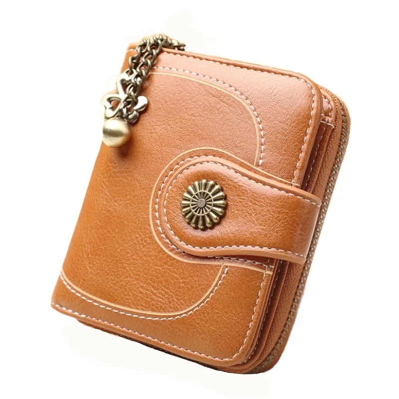 

Retro 2022 Short Wallet for Women Leather Purse Card Case Large Capacity Men Wallet Fashion Cash Bag Id Clip Buckle Pu