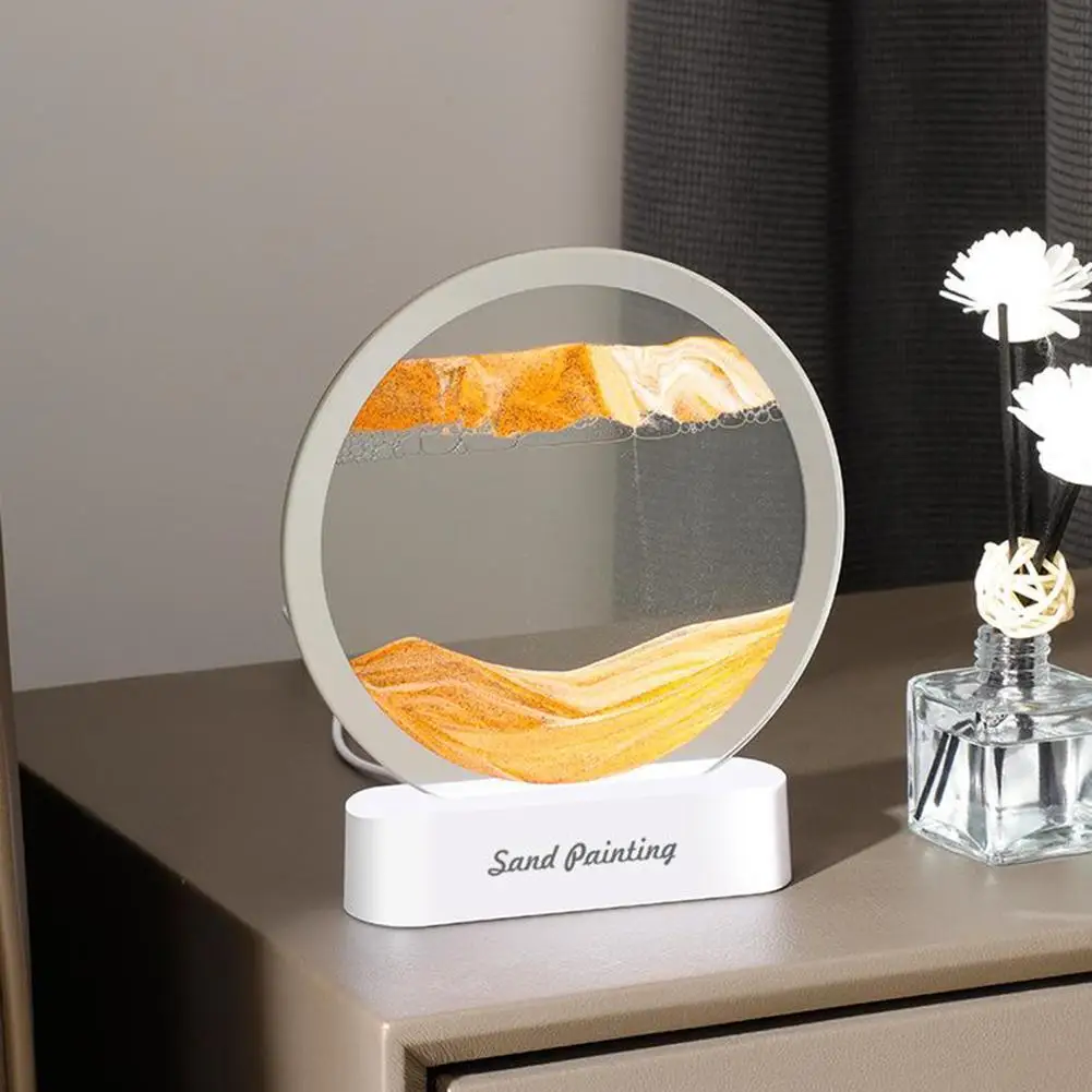 

Bedside Quicksand Painting Led Night Light Usb Charging Romantic Gift For Home Desktop Decoration