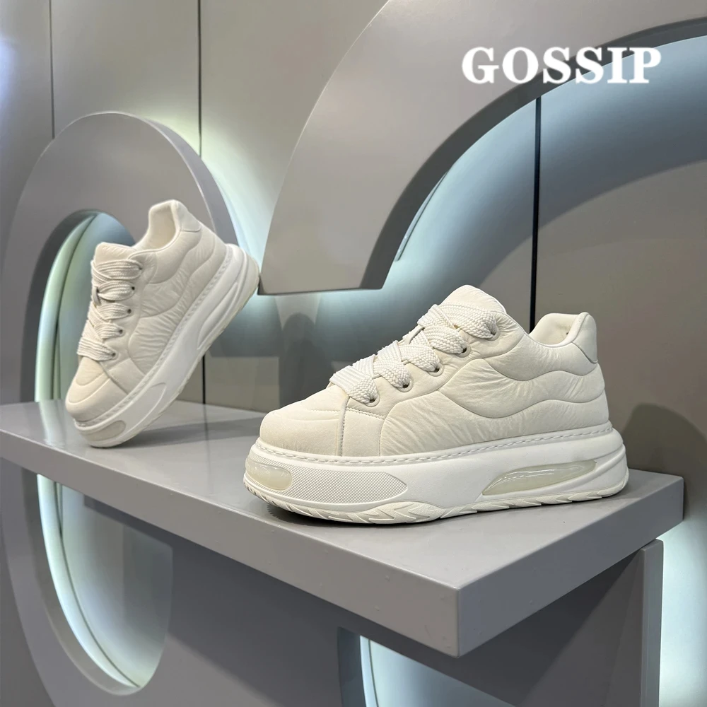 Men's Shoes New Winter Fleece-lined Cotton-padded Trendy All-Match Popular Thick-Soled White Board B...